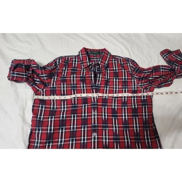 LRL Lauren Jeans Co Ralph Lauren Women's Size XL Plaid Shirt Button Up Red Plaid - Picture 7 of 7